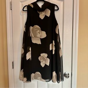 Perceptions New York Black & Ivory Sleeveless Flower Dress Size 10